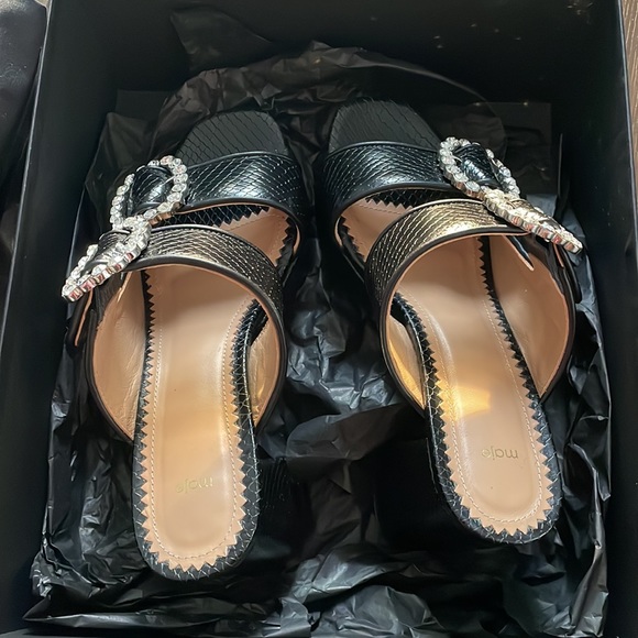Maje Crystal Buckle Black Platform Heels size 37 - Picture 9 of 9